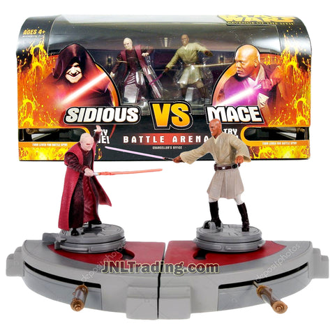 Star Wars Year 2005 Revenge of the Sith Series 4 Inch Tall Figure - CHANCELLOR'S OFFICE Battle Arena with DARTH SIDOUS and MACE WINDU