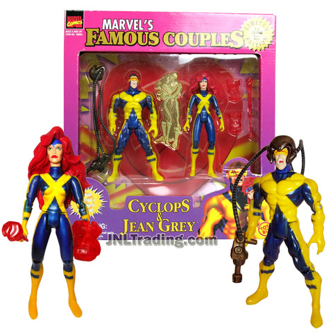Marvel Comics Year 1997  Famous Couple Series Limited Edition 2 Pack 5 Inch Tall Figure Set - CYCLOPS and JEAN GREY with Special Collector's Bookmark