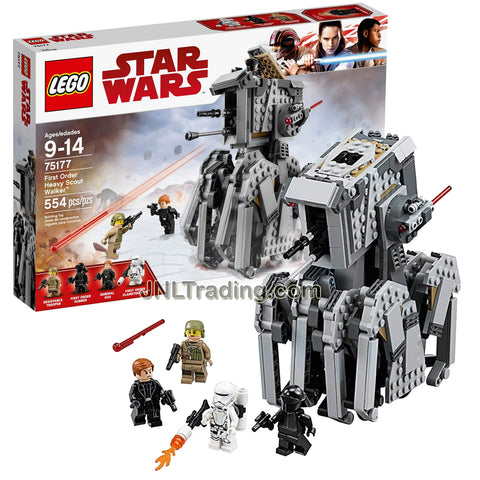 Year 2017 Lego Star Wars Series Vehicle Set #75179 - FIRST ORDER HEAVY SCOUT WALKER with General Hux, 1st Order Gunner and Flametrooper Plus Resistance Trooper Minifigures.(Pieces: 554)
