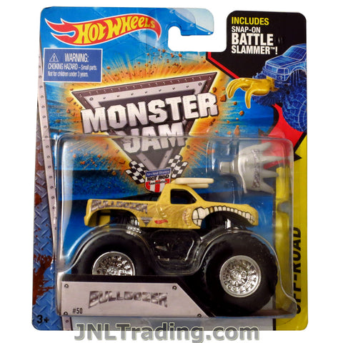 Hot Wheels Year 2014 Monster Jam 1:64 Scale Die Cast Truck OFF-ROAD Series - BULLDOZER W2405 with Snap-On Battle Slammer (D: 3-1/2" L x 2-1/4" W x 2-1/2" H)