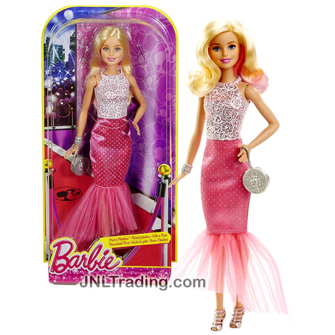 Mattel Year 2015 Barbie Pink and Fabulous Fashionista Series 12 Inch Doll - BARBIE DGY70 in Floral White Top and Pink Skirt with Bracelet and Purse
