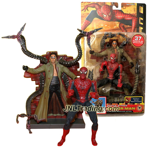 Toy Biz Year 2004 Marvel Spider-Man 2 Movie Series 6 Inch Tall Figure - BATTLE ATTACK SPIDER-MAN with Dual Punching Action and Doc Ock with Tentacles