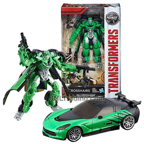Year 2016 Transformers The Last Knight Movie Premier Edition Series Deluxe Class 5-1/2 Inch Tall Figure - Rogue Sharpshooter CROSSHAIRS with Blasters (Vehicle Mode: Corvette)