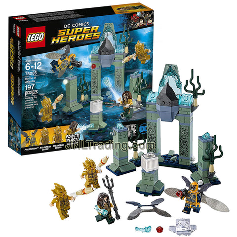 Year 2017 Lego SC Comics Super Heroes Series Set 76085 - BATTLE OF ATLANTIS with Aquaman, Parademon and 2 Atlantean Guards Minifigures  (Pieces: 197)