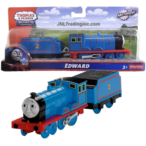 Fisher Price Year 2013 Thomas and Friends Trackmaster Motorized Railway Battery Powered Tank Engine 2 Pack Train Set - EDWARD the Blue Color Mixed-Traffic Engine with "Coal Loaded" Car