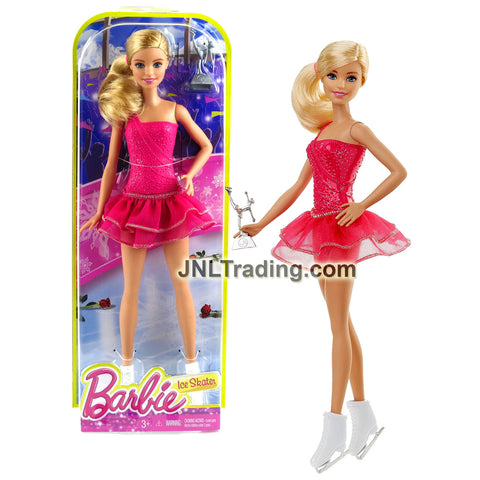 Year 2015 Barbie Career Series 12 Inch Doll - Caucasian ICE SKATER DHB15 with Trophy
