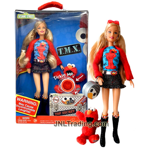 Year 2006 Sesame Street Series 12 Inch Doll - Caucasian Model BARBIE with Tickle Me TMX Elmo and Purse