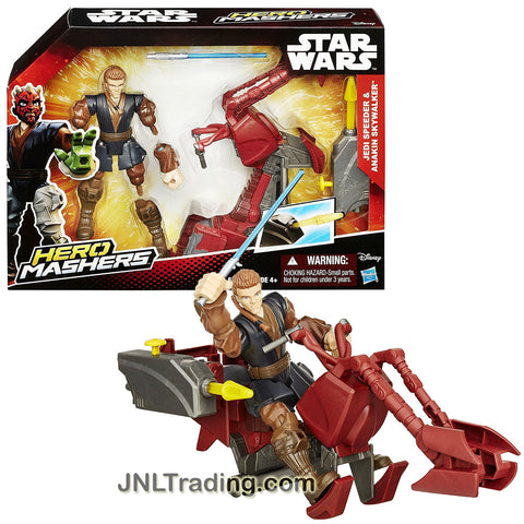Hasbro Year 2015 Star Wars Hero Mashers 6-1/2 Inch Tall Figure with Vehicle Set - JEDI SPEEDER and ANAKIN SKYWALKER with Lightsaber and Missile Launcher