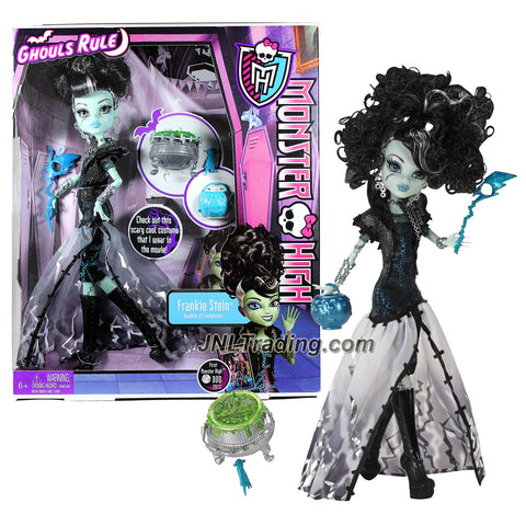 Mattel Year 2012 Monster High Ghouls Rule Series 12 Inch Doll Set - Frankie Stein Daughter of Frankenstein with Mask, Cauldron, Pumpkin Basket, Hairbrush and Display Stand
