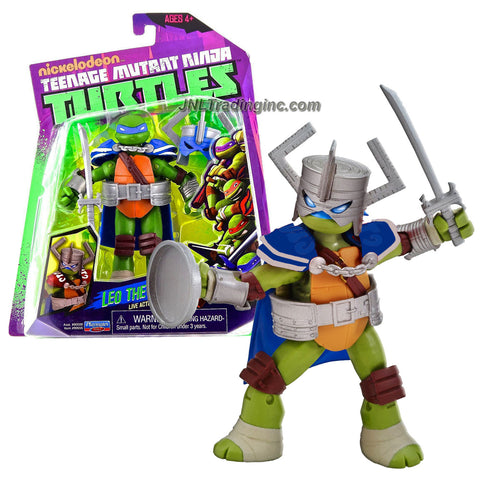 Playmates Year 2014 Nickelodeon Teenage Mutant Ninja Turtles 5 Inch Tall Action Figure - Live Action Role Play LEO THE KNIGHT with Removable Helmet, Sword and Shield