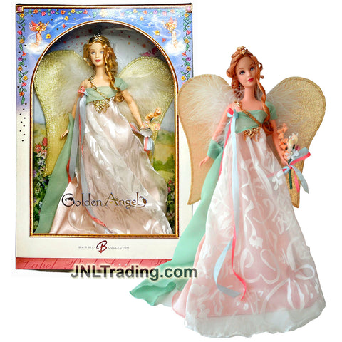 Year 2006 Barbie Pink Label Collector Series 12 Inch Doll - GOLDEN ANGEL J9187 in Green Chiffon Gown with Flower Bouquet