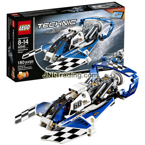 Lego Year 2016 Technic Series Set #42045 - HYDROPLANE RACER with Moving Pistons and Spinning Propeller Plus Alternative Mode as Race Boat (Pieces: 180)