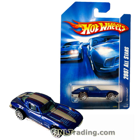 Year 2006 Hot Wheels 2007 All Stars Series 1:64 Scale Die Cast Car Set - Blue Classic Sports Coupe '63 CORVETTE