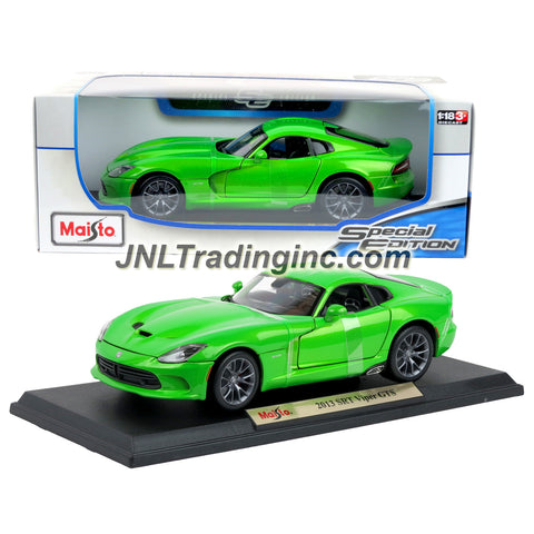 Maisto Special Edition Series 1:18 Scale Die Cast Car -  Lime Green Two Seat Sports Car 2013 SRT VIPER GTS with Base (Dimension:9-1/2" x 4" x 2-1/2")