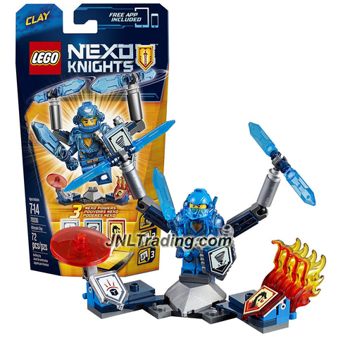 Lego Year 2016 Nexo Knights Series Figure Set #70330 - ULTIMATE CLAY with Tornado Blades, Sword, Force Field Disc and Showcase Stand (Pieces: 72)