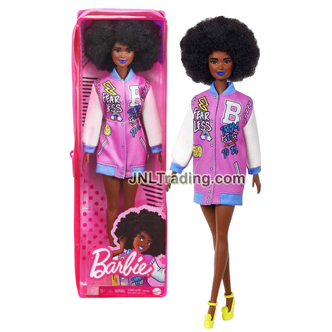 Year 2020 Barbie Fashionistas Series 12 Inch Doll Set #156 - African American Model GRB48 with Afro Hair in Fearless Coat Dress