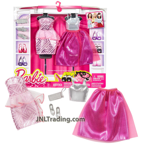 Year 2015 Barbie Fashionistas Series Fashion Pack - PARTY OUTFITS DNW36 with Dress, Halter Tops, Long Skirt, Shorts, Purse and Shoes