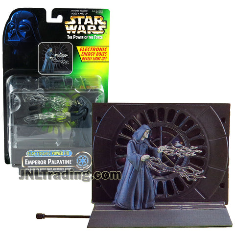 Star Wars Year 1006 The Power of the Force Series Electronic 4 Inch Tall Figure - EMPEROR PALPATINE with Light Up Dark Side Energy Bolts & Remote Dueling Action Plus Diorama Background