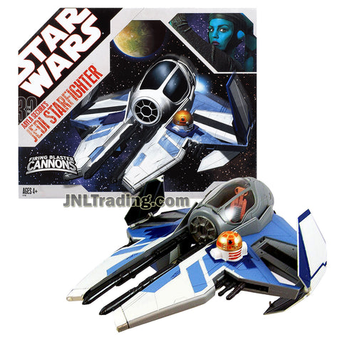 Star Wars Year 2008 The Clone Wars Series 12 Inch Long Vehicle Set - AAYLA SECURA'S JEDI STARFIGHTER with Opening Canopy, Blaster Cannon and Sprung Open Wings