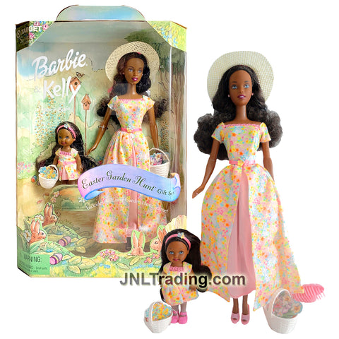Year 2000 Exclusive Doll Set EASTER GARDEN HUNT Gift Set with African American Barbie & Kelly, Baskets and Hairbrush