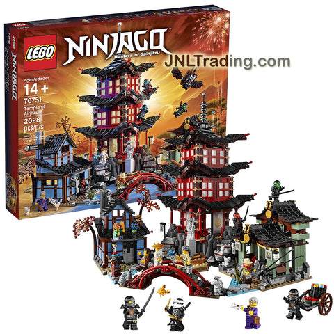 Lego Year 2015 Ninjago Set #70751 - TEMPLE OF AIRJITZU with Blacksmith's Workshop, Smuggler's Market and 12 Minifigures (Total Pieces: 2028 Pieces)