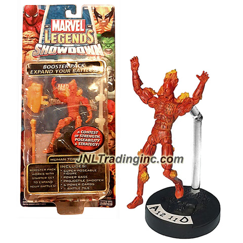 ToyBiz Year 2006 Marvel Legends Showdown Battle Booster Pack 4 Inch Tall Action Figure - HUMAN TORCH with Power Base, Projectile Shooter, 6 Power Cards and 1 Battle Tile