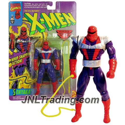 ToyBiz Year 1994 Marvel Comics X-Men Series 5 Inch Tall Action Figure - The Evil Mutants SENYAKA with Whip Snapping Feature, Whip and Trading Card