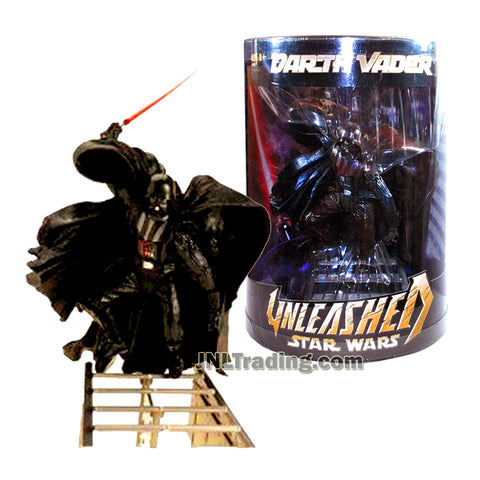 Star Wars Year 2005 Episode III Revenge of the Sith Exclusive Unleashed Series 7 Inch Tall Figure - DARTH VADER with Lightsaber and Stair Display Base