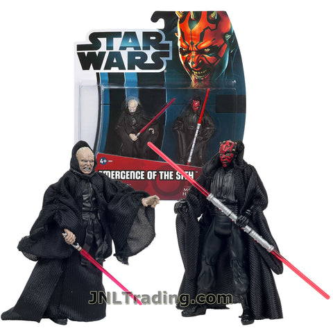 Star Wars Year 2012 Movie Heroes Series 2 Pack 4 Inch Tall Figure - EMERGENCE OF THE SITH with Darth Sidious, Darth Maul and 2 Lightsabers