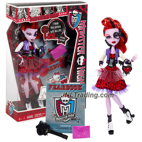 Mattel Year 2012 Monster High "Picture Day" Series 11 Inch Doll Set - OPERETTA "Daughter of The Phantom of The Opera" with Purse, Folder, Fearbook, Hairbrush and Doll Stand