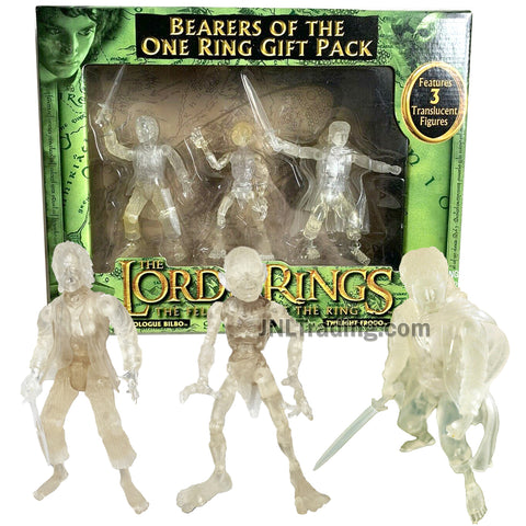 Year 2004 Lord of the Rings The Fellowship of the Ring Gift Pack - BEARERS OF THE ONE RING with Translucent Prologue Bilbo, Gollum and Twilight Frodo