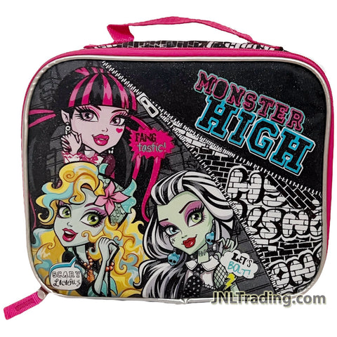 Monster High Single Compartment Soft Insulated Lunch Bag with Image of Draculaura, Lagoona Blue and Frankie Stein