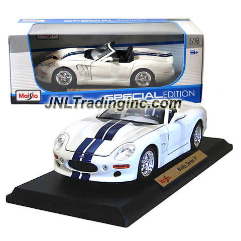 Maisto Special Edition Series 1:18 Scale Die Cast Car - White High Performance Roadster SHELBY SERIES 1 with Base (Car Dimension: 9" x 4" x 2-1/2")