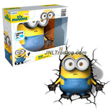 3DLightFX Minions Series Battery Operated 9 Inch Tall 3D Deco Night Light - BOB Minion with Light Up LED Bulbs and Crack Sticker