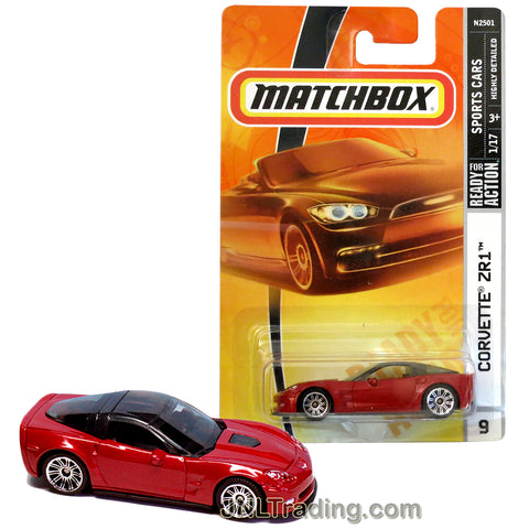 Matchbox Year 2007 Sports Cars Series 1:64 Scale Die Cast Metal Car #9 - Red Color Luxury Sport Coupe CORVETTE ZR1 N2501