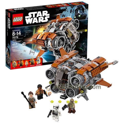 Year 2017 Lego Star Wars Series Set 75178 - JAKKU QUADJUMPER with Rey, Finn, Unkar’s Thug, 1st Order Stormtrooper and BB-8 figure (Pieces: 457)