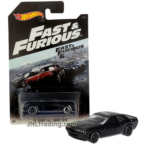 Year 2016 Hot Wheels Fast & Furious 6 Series 1:64 Scale Die Cast Car 6/8 - Black Muscle Car '08 DODGE CHALLENGER SRT8