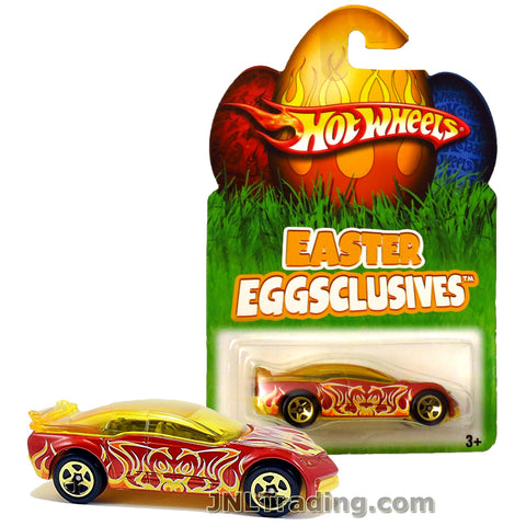 Hot Wheels Year 2007 Easter Eggsclusives Series 1:64 Scale Die Cast Car Set - Red Coupe PONTIAC RAGEOUS with Yellow Flame Decorations N1137