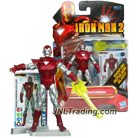 Hasbro Year 2010 Iron Man 2 Comic Series 4 Inch Tall Action Figure #34 - Iron Man SILVER CENTURION with Repulsor Blast, Display Base & 3 Armor Cards