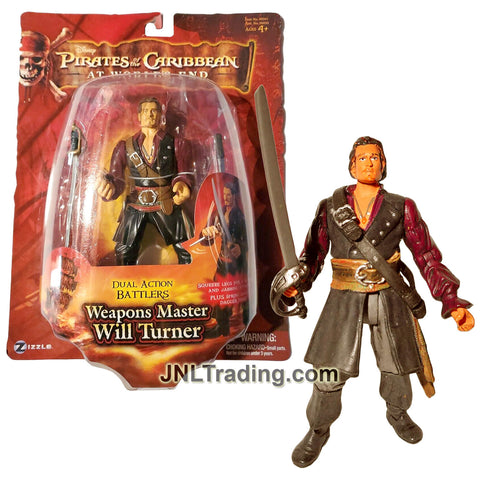 Year 2007 Pirates of the Caribbean At World's End Dual Action Battlers Series 7 Inch Tall Action Figure - Weapons Master WILL TURNER with Sabre