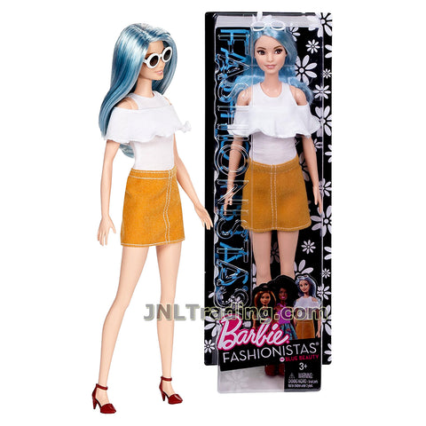 Barbie Year 2016 Fashionistas Series 12 Inch Doll - Caucasian Blue Beauty BARBIE DYY99 in White and Brown Dress with Sunglasses
