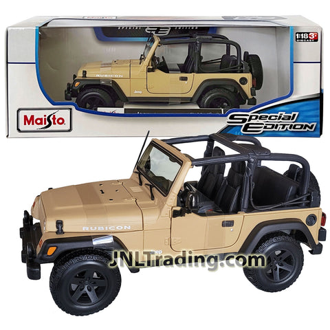 Maisto Special Edition Series 1:18 Scale Die Cast Car - Tan Color Off-Road SUV JEEP WRANGLER RUBICON with Black Rims