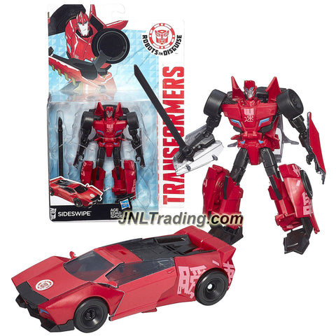 Hasbro Year 2014 Transformers Robots in Disguise Animation Deluxe Class 5 Inch Tall Robot Figure - SIDESWIPE with Sword (Vehicle Mode: Sports Car)