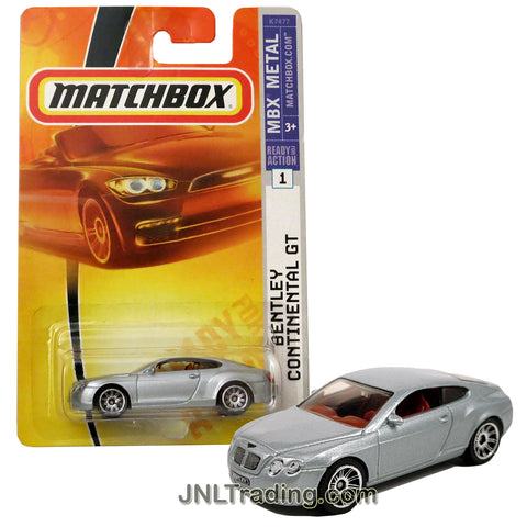 Year 2007 Matchbox MBX Metal Series 1:64 Scale Die Cast Car #1 - Silver Luxury Coupe BENTLEY CONTINENTAL GT
