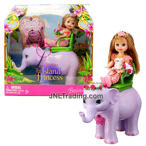 Year 2007 Barbie The Island Princess Series Doll Set - Princess GINA K8111 with Tiara, Flower and Baby Elephant