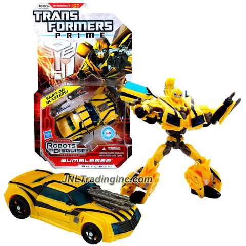 Hasbro Year 2011 Transformers Robots in Disguise Prime Series 1 Deluxe Class 6 Inch Tall Robot Action Figure #1 - Autobot BUMBLEBEE with 2 Snap-On Blasters (Vehicle Mode: Sports Car)