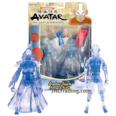 Year 2006 Avatar The Last Airbender Series Exclusive 2 Pack 6 Inch Tall Figure - AVATAR SPIRIT AANG & ROKU with Staff and Air Weapons