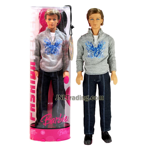 Year 2006 Barbie Fashion Fever Series 12 Inch Doll - KEN K2652 in Grey Sweater with Denim Pants and Display Stand