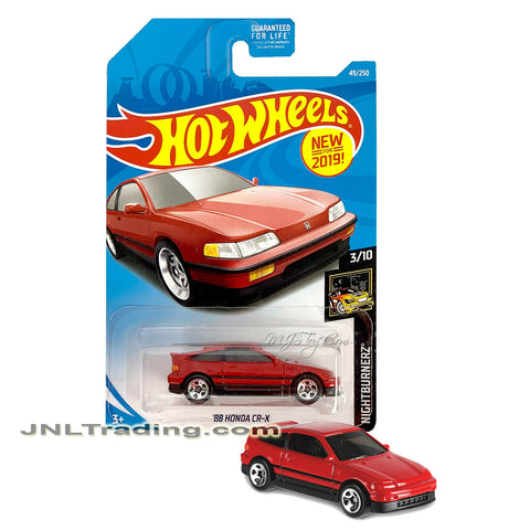 Year 2017 Hot Wheels Nightburnerz Series 1:64 Scale Die Cast Car Set - Red Sport Compact Coupe '88 HONDA CR-X