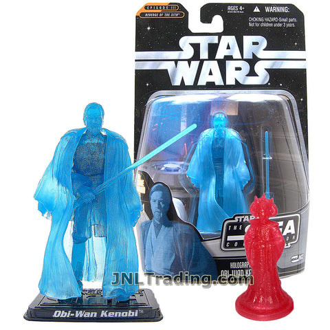 Star Wars Year 2006 The Saga Collection Revenge of the Sith Series 4 Inch Tall Figure : OBI-WAN KENOBI with Lightsaber, Display Base and Holographic Queen Amidala